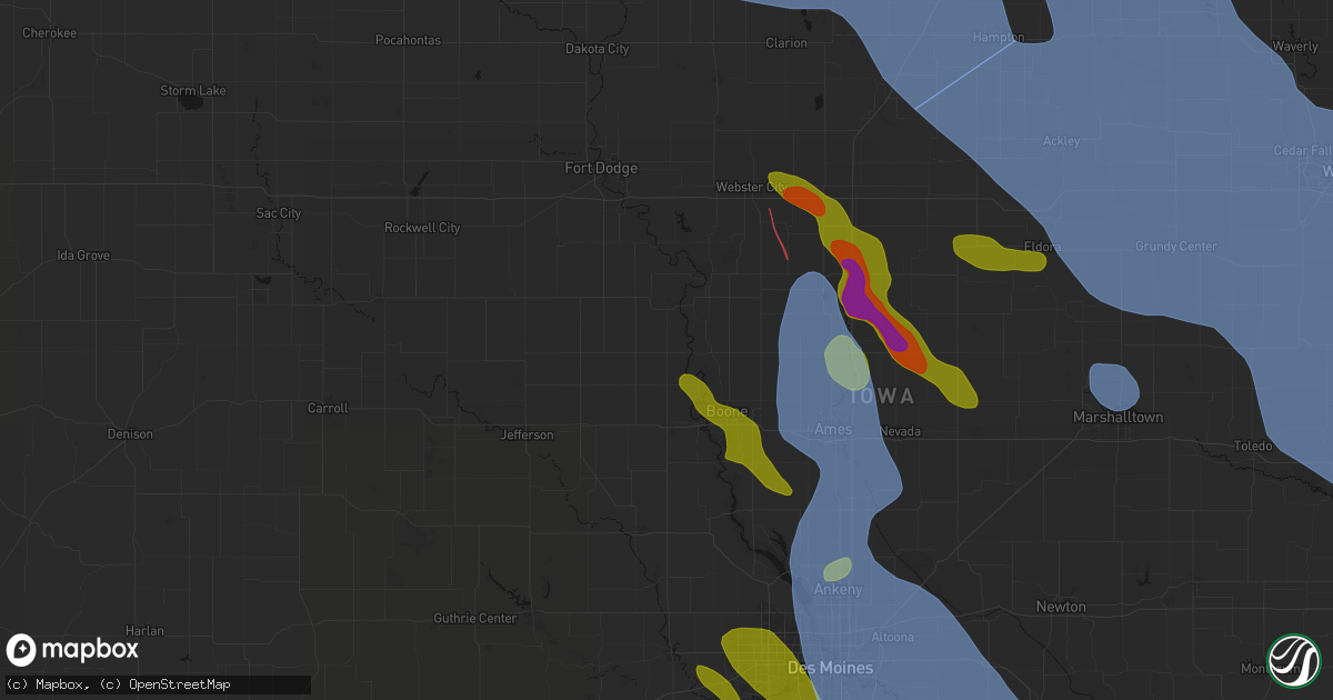 Hail map in Pilot Mound, IA on July 20, 2026