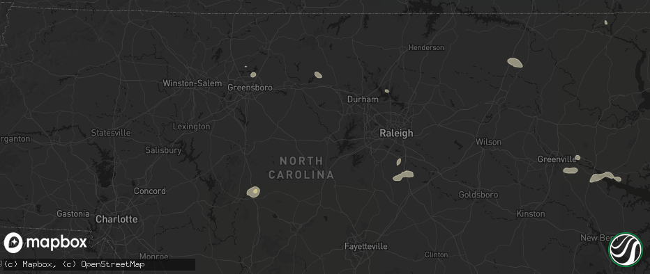 Hail map in Pittsboro, NC on July 20, 2026