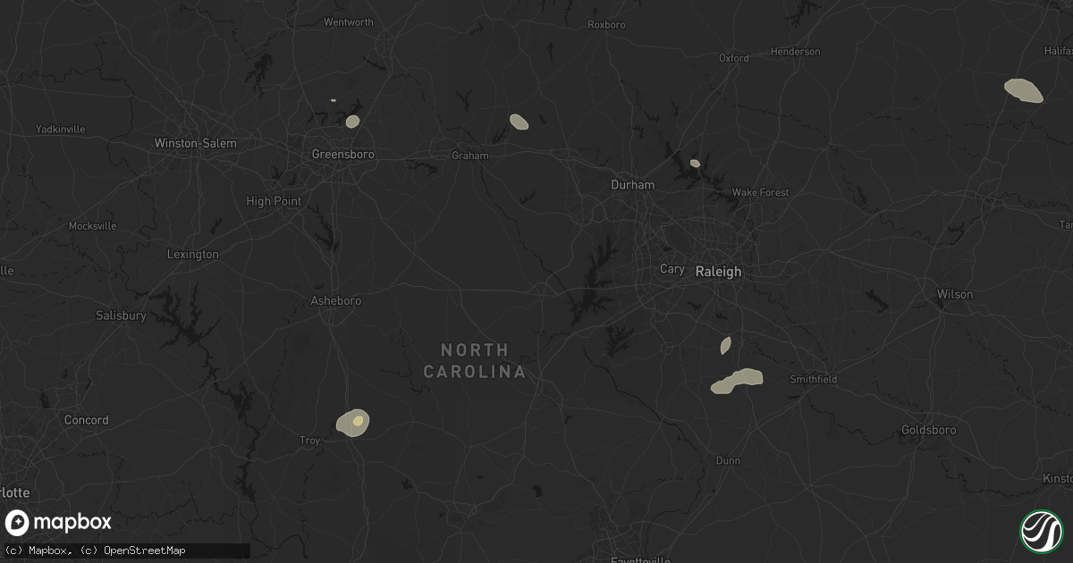 Hail map in Pittsboro, NC on July 20, 2026