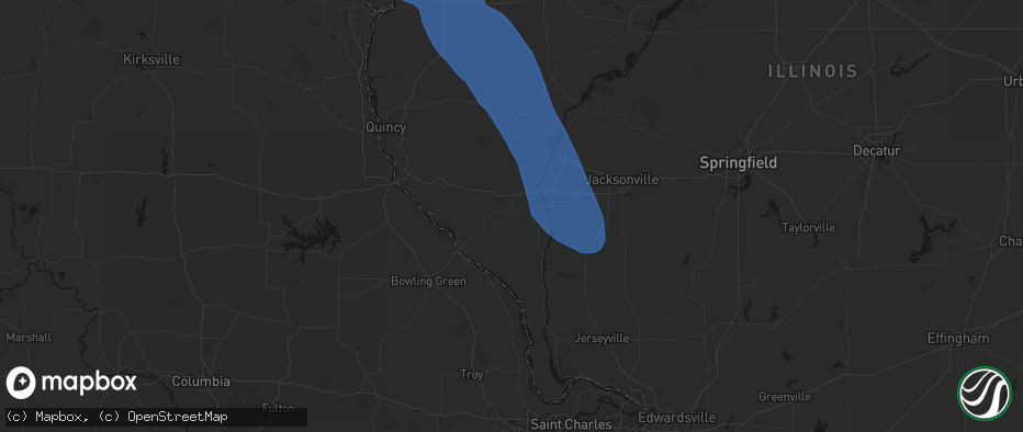 Hail map in Pittsfield, IL on July 20, 2026