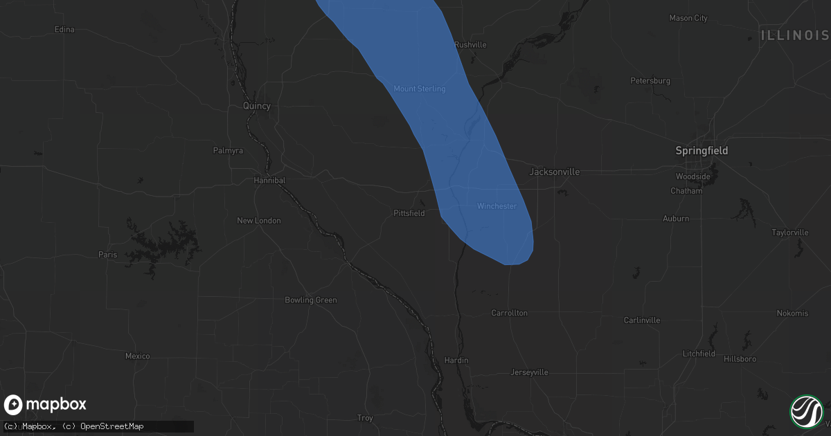 Hail map in Pittsfield, IL on July 20, 2026