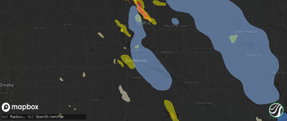 Hail map in Pleasant Hill, IA on July 20, 2026