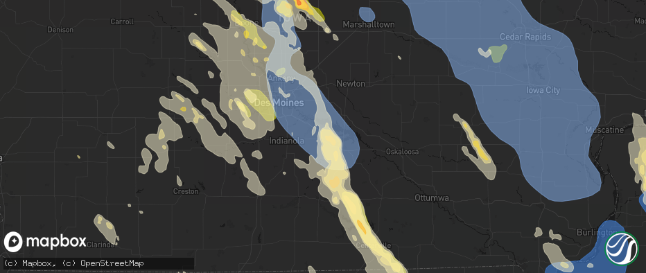 Hail map in Pleasantville, IA on July 20, 2026