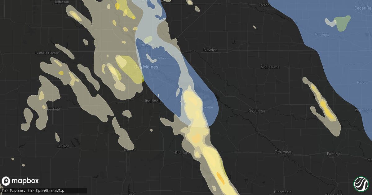 Hail map in Pleasantville, IA on July 20, 2026