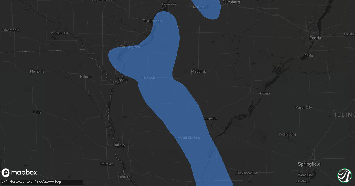 Hail map in Plymouth, IL on July 20, 2026