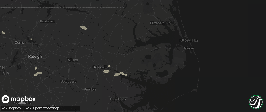 Hail map in Plymouth, NC on July 20, 2026