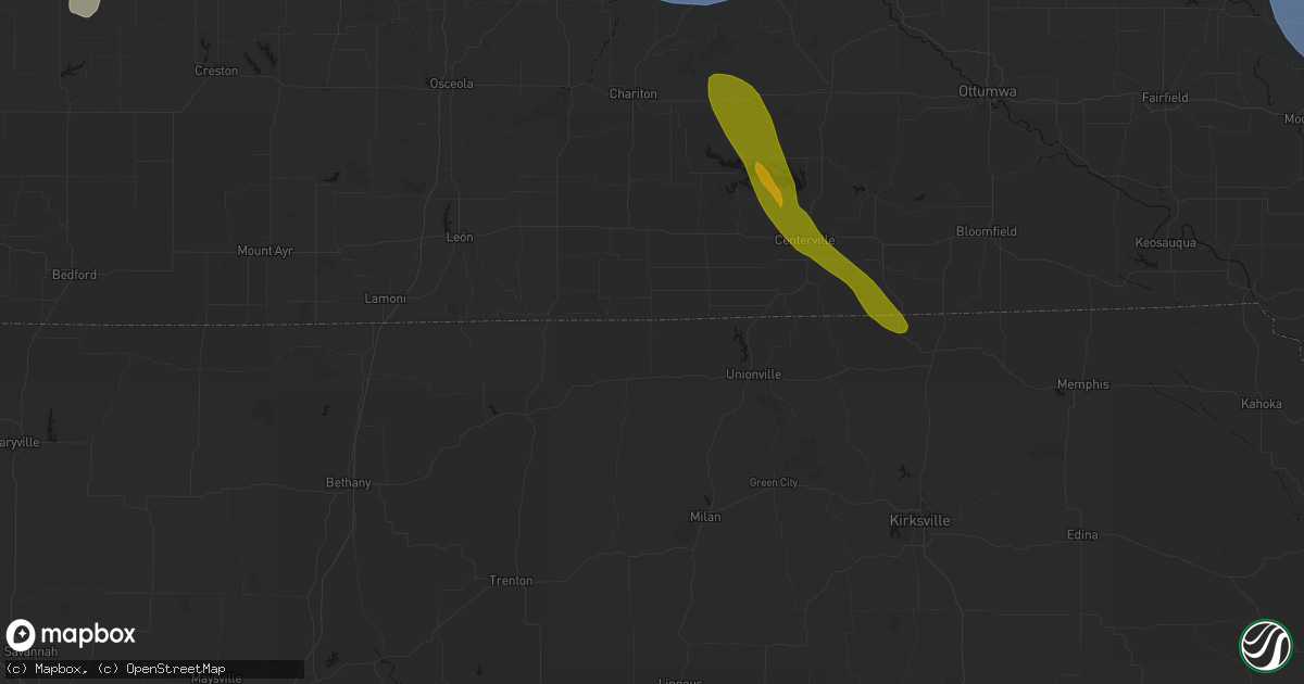 Hail map in Powersville, MO on July 20, 2026