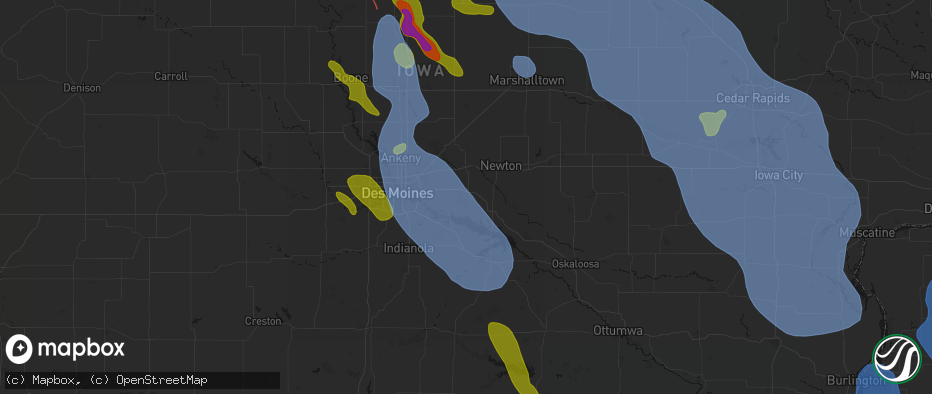 Hail map in Prairie City, IA on July 20, 2026