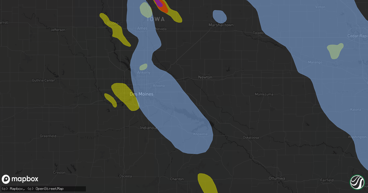 Hail map in Prairie City, IA on July 20, 2026