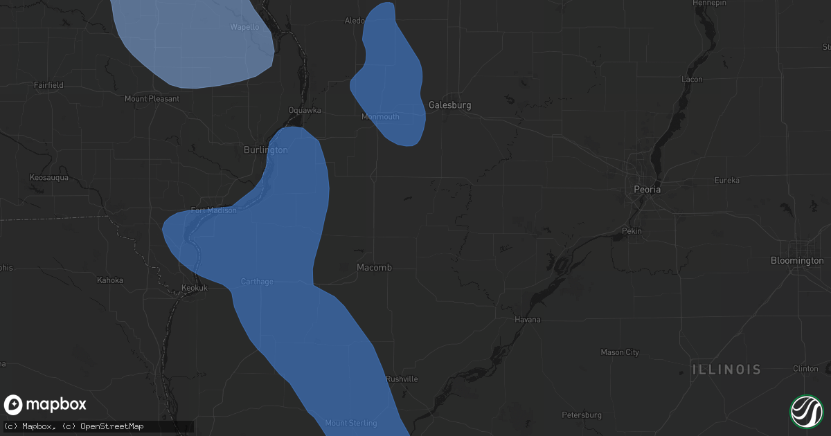 Hail map in Prairie City, IL on July 20, 2026
