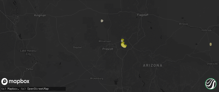 Hail map in Prescott, AZ on July 20, 2026