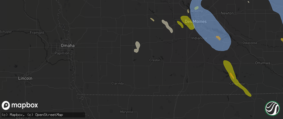 Hail map in Prescott, IA on July 20, 2026