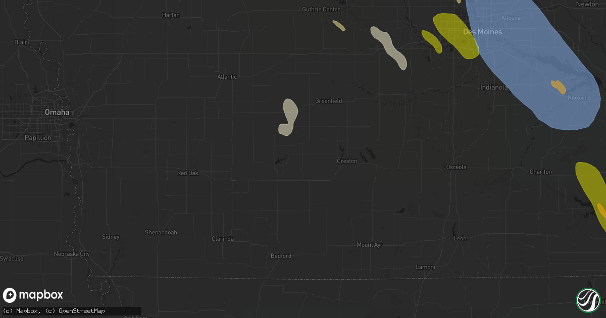 Hail map in Prescott, IA on July 20, 2026