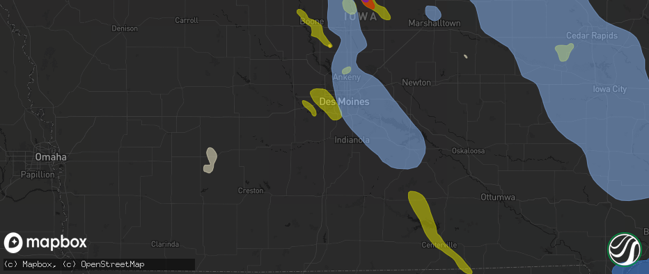 Hail map in Prole, IA on July 20, 2026