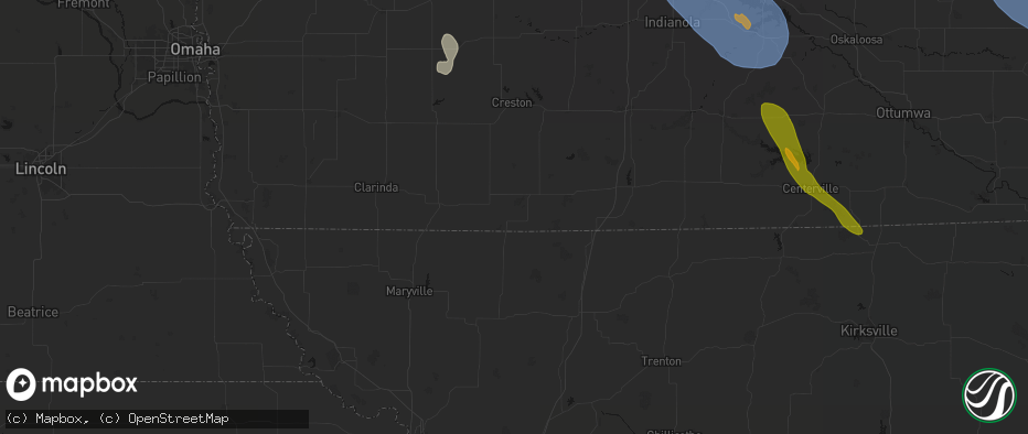Hail map in Redding, IA on July 20, 2026