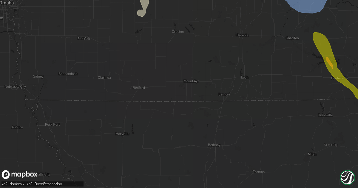 Hail map in Redding, IA on July 20, 2026