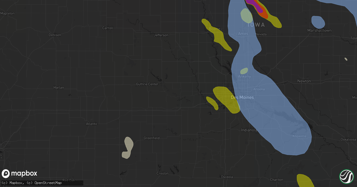 Hail map in Redfield, IA on July 20, 2026
