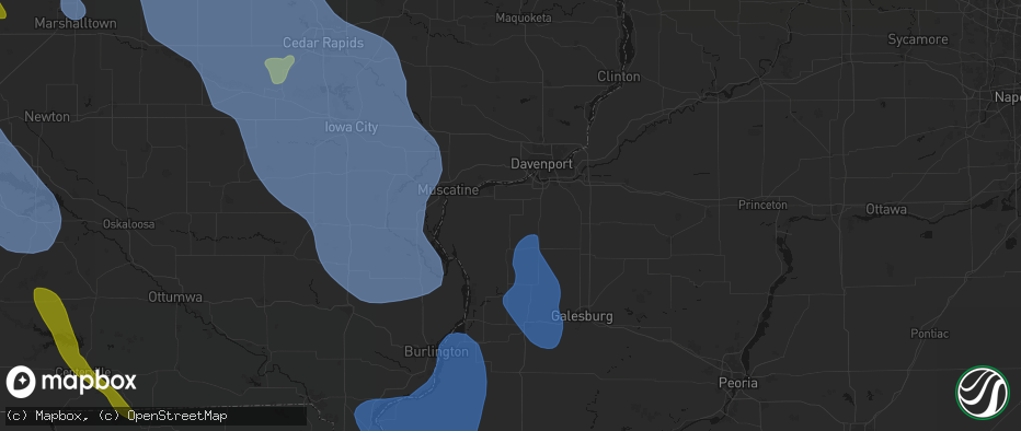 Hail map in Reynolds, IL on July 20, 2026