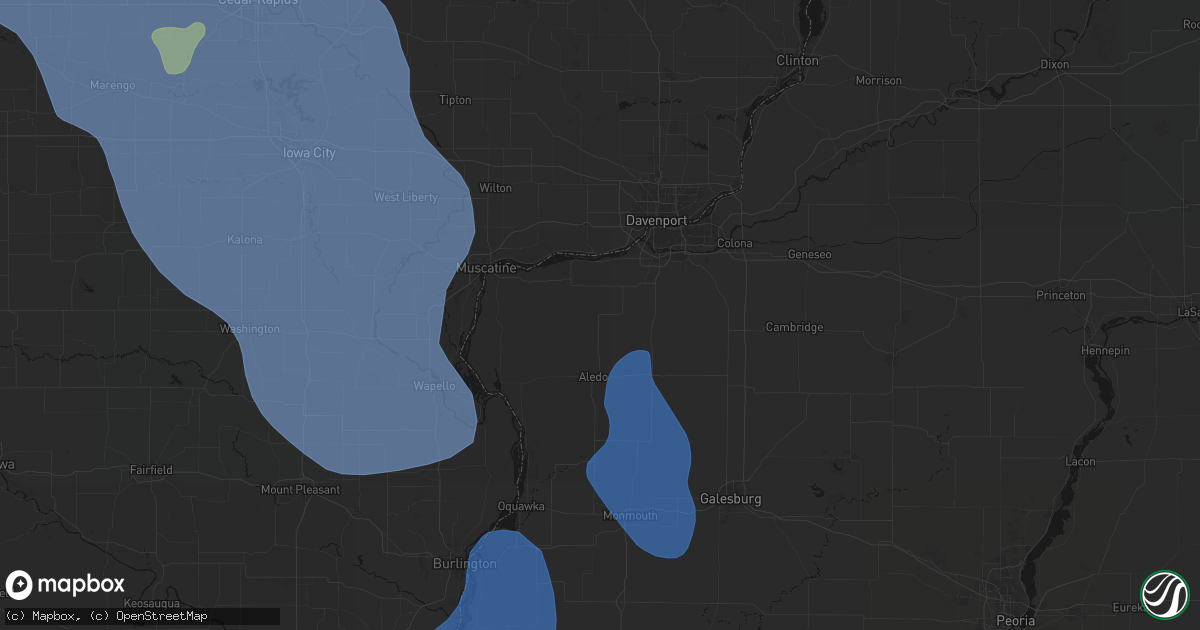 Hail map in Reynolds, IL on July 20, 2026