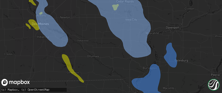 Hail map in Richland, IA on July 20, 2026