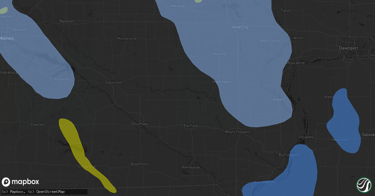 Hail map in Richland, IA on July 20, 2026