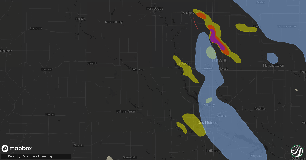 Hail map in Rippey, IA on July 20, 2026