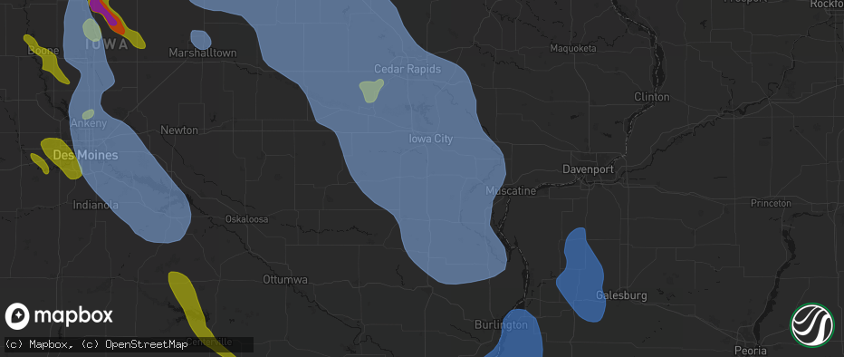 Hail map in Riverside, IA on July 20, 2026