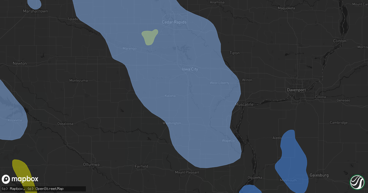Hail map in Riverside, IA on July 20, 2026