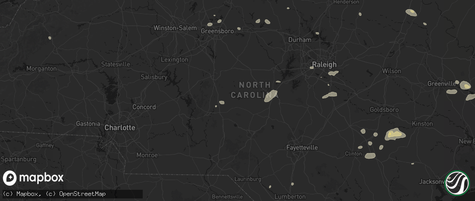 Hail map in Robbins, NC on July 20, 2026