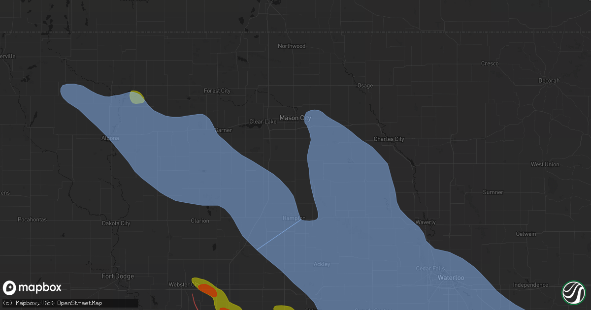 Hail map in Rockwell, IA on July 20, 2026