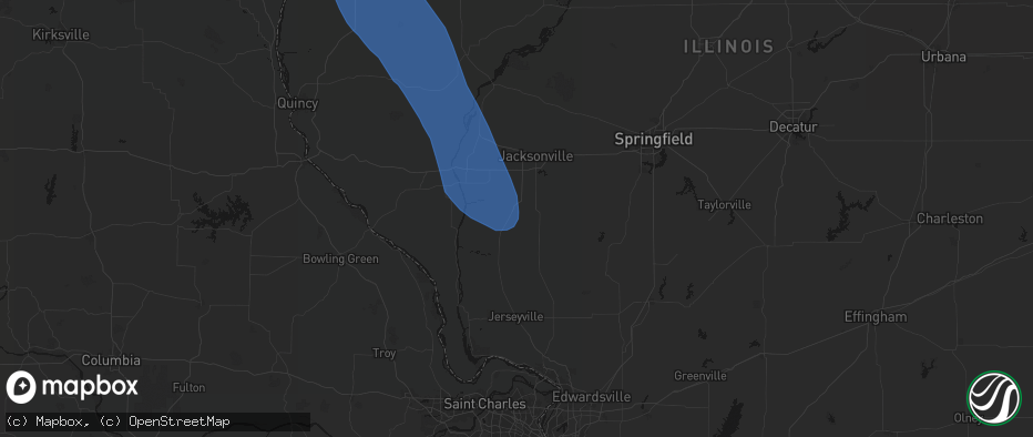 Hail map in Roodhouse, IL on July 20, 2026