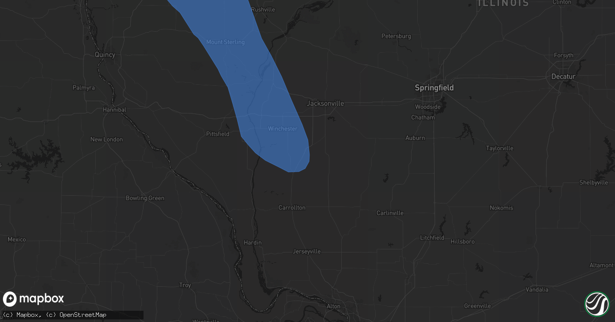 Hail map in Roodhouse, IL on July 20, 2026