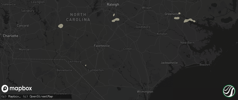 Hail map in Roseboro, NC on July 20, 2026