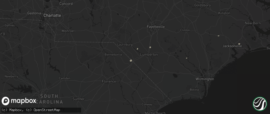 Hail map in Rowland, NC on July 20, 2026