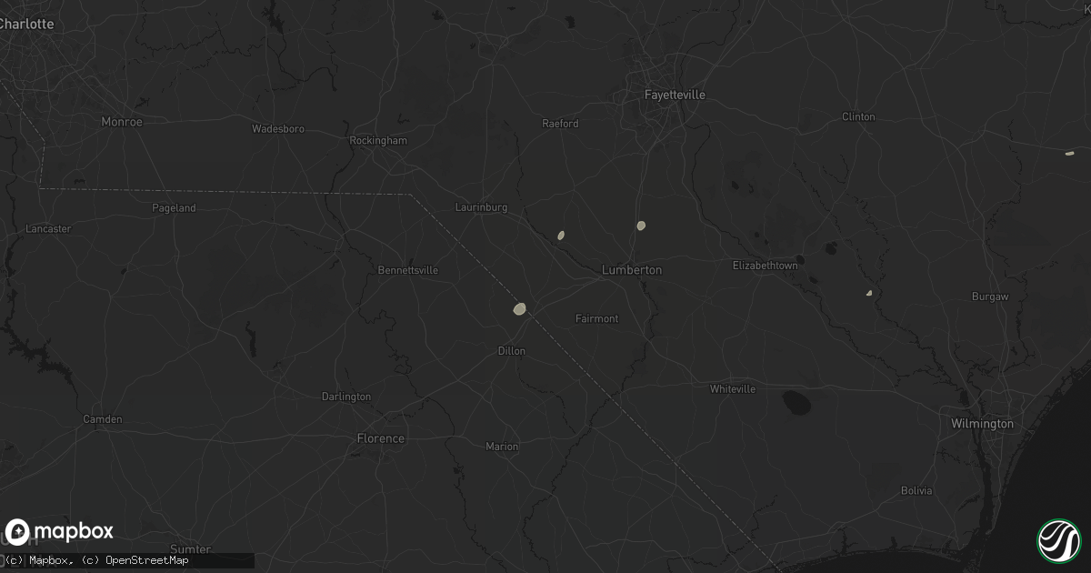 Hail map in Rowland, NC on July 20, 2026