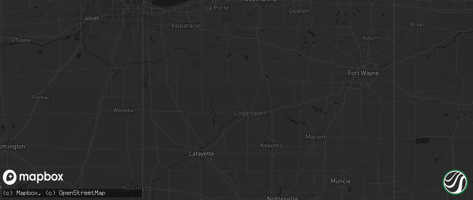 Hail map in Royal Center, IN on July 20, 2026