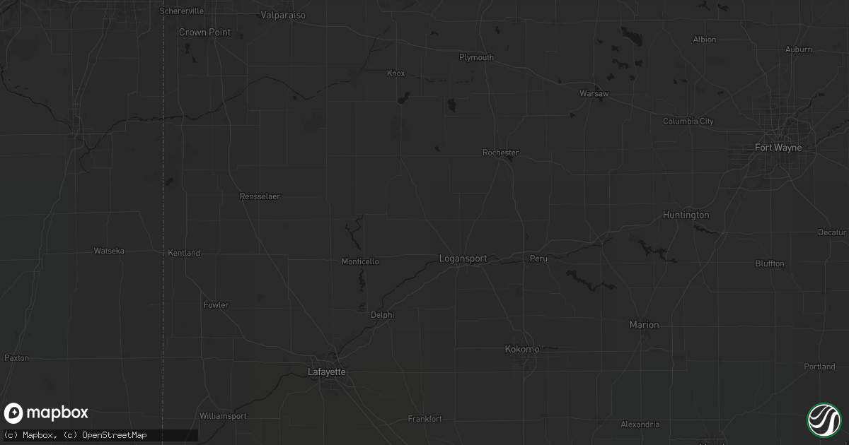 Hail map in Royal Center, IN on July 20, 2026