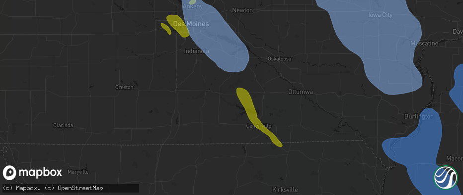Hail map in Russell, IA on July 20, 2026