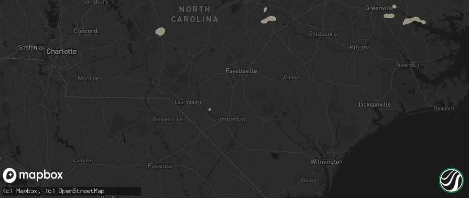 Hail map in Saint Pauls, NC on July 20, 2026