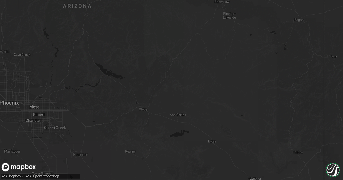 Hail map in San Carlos, AZ on July 20, 2026