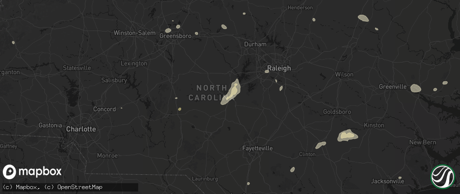 Hail map in Sanford, NC on July 20, 2026
