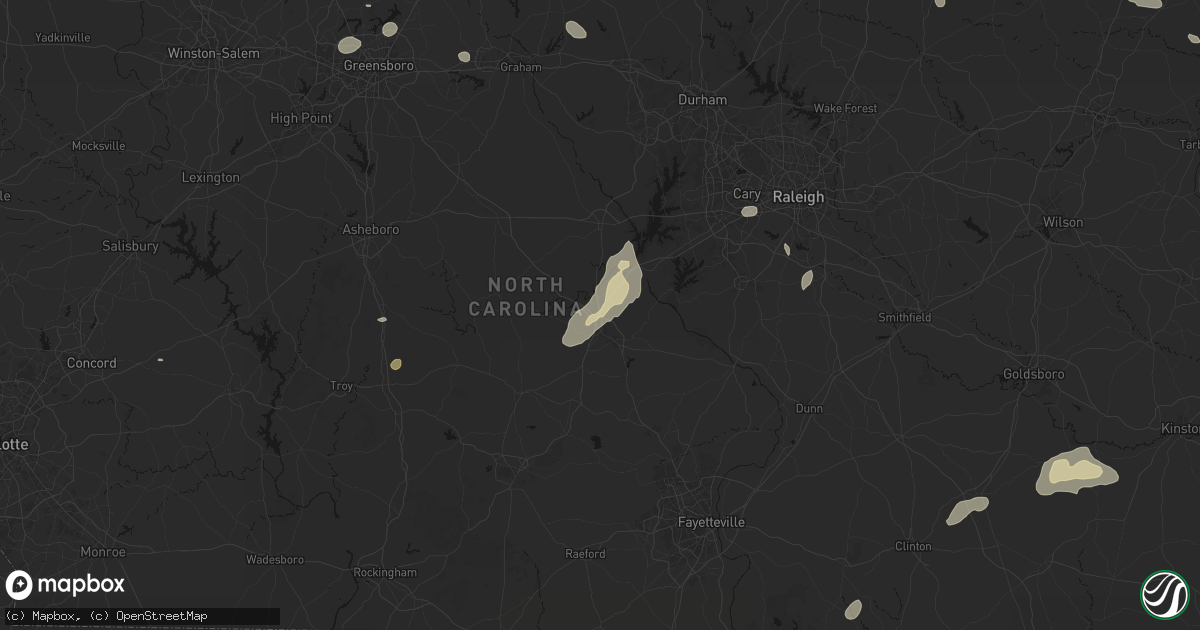 Hail map in Sanford, NC on July 20, 2026