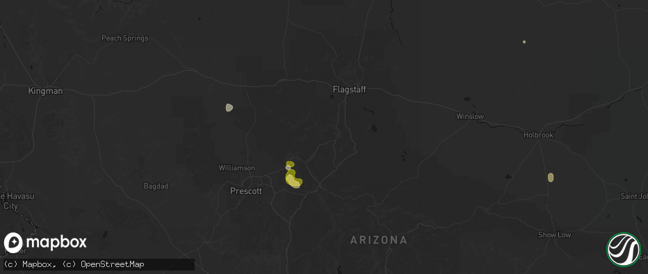 Hail map in Sedona, AZ on July 20, 2026
