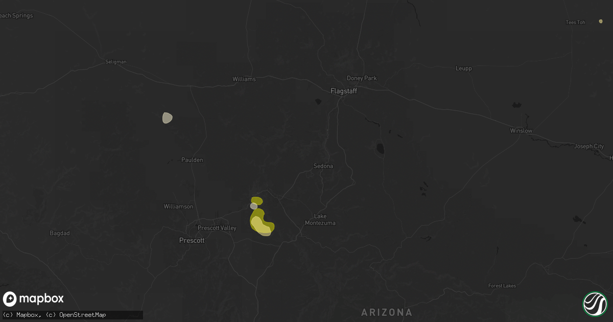 Hail map in Sedona, AZ on July 20, 2026