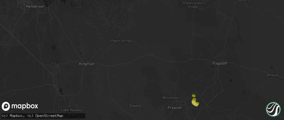 Hail map in Seligman, AZ on July 20, 2026