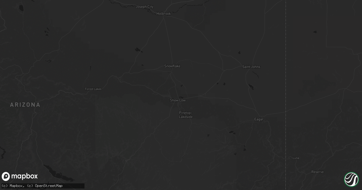 Hail map in Show Low, AZ on July 20, 2026