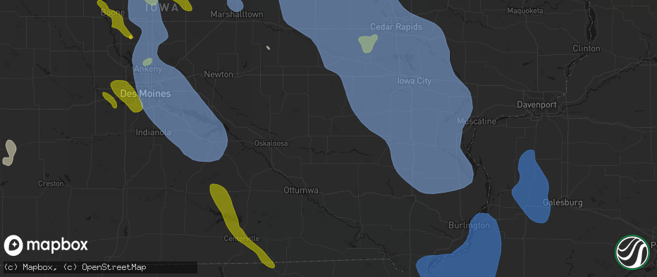 Hail map in Sigourney, IA on July 20, 2026