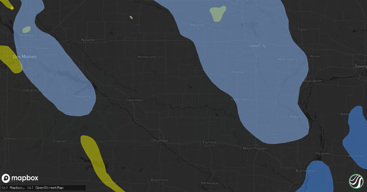 Hail map in Sigourney, IA on July 20, 2026