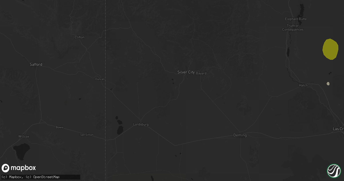Hail map in Silver City, NM on July 20, 2026