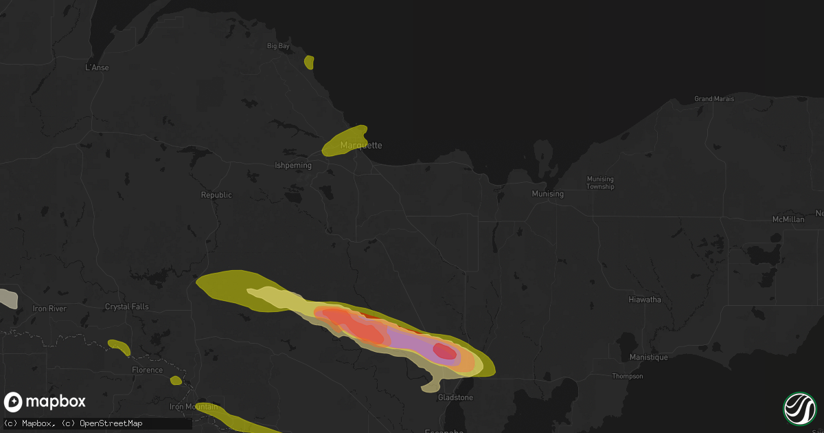 Hail map in Skandia, MI on July 20, 2026